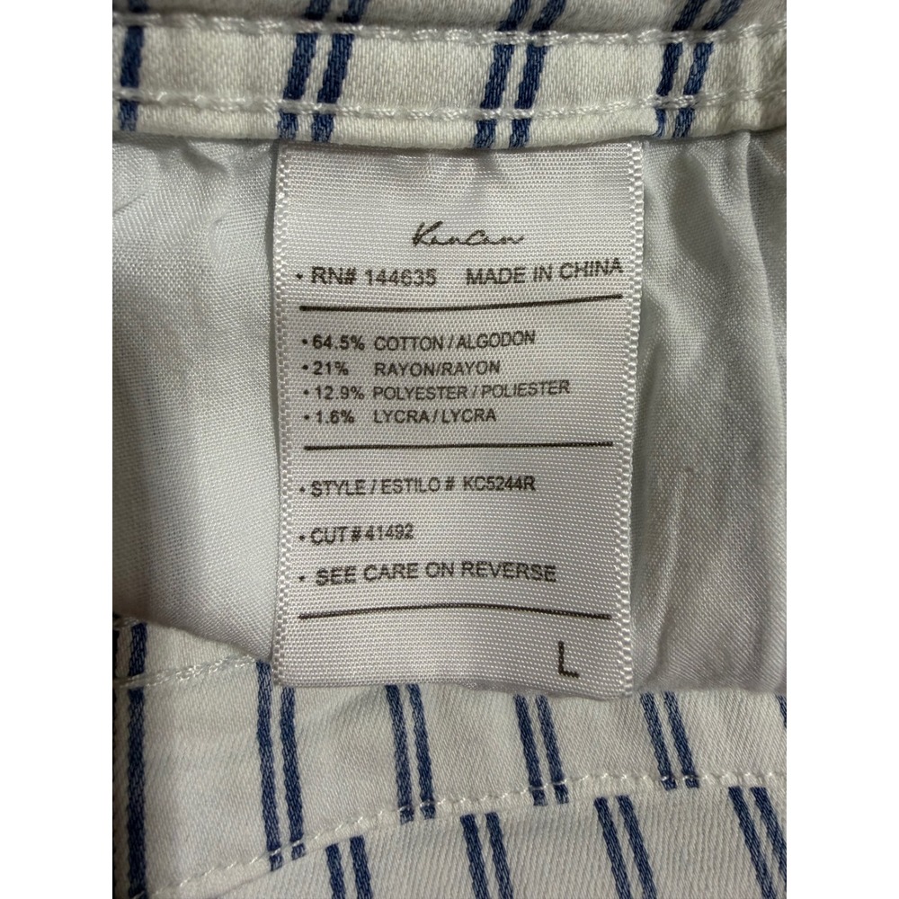 KanCan Womens High Rise Striped Bermuda Shorts White Blue Raw Hem Size Large - Picture 8 of 11